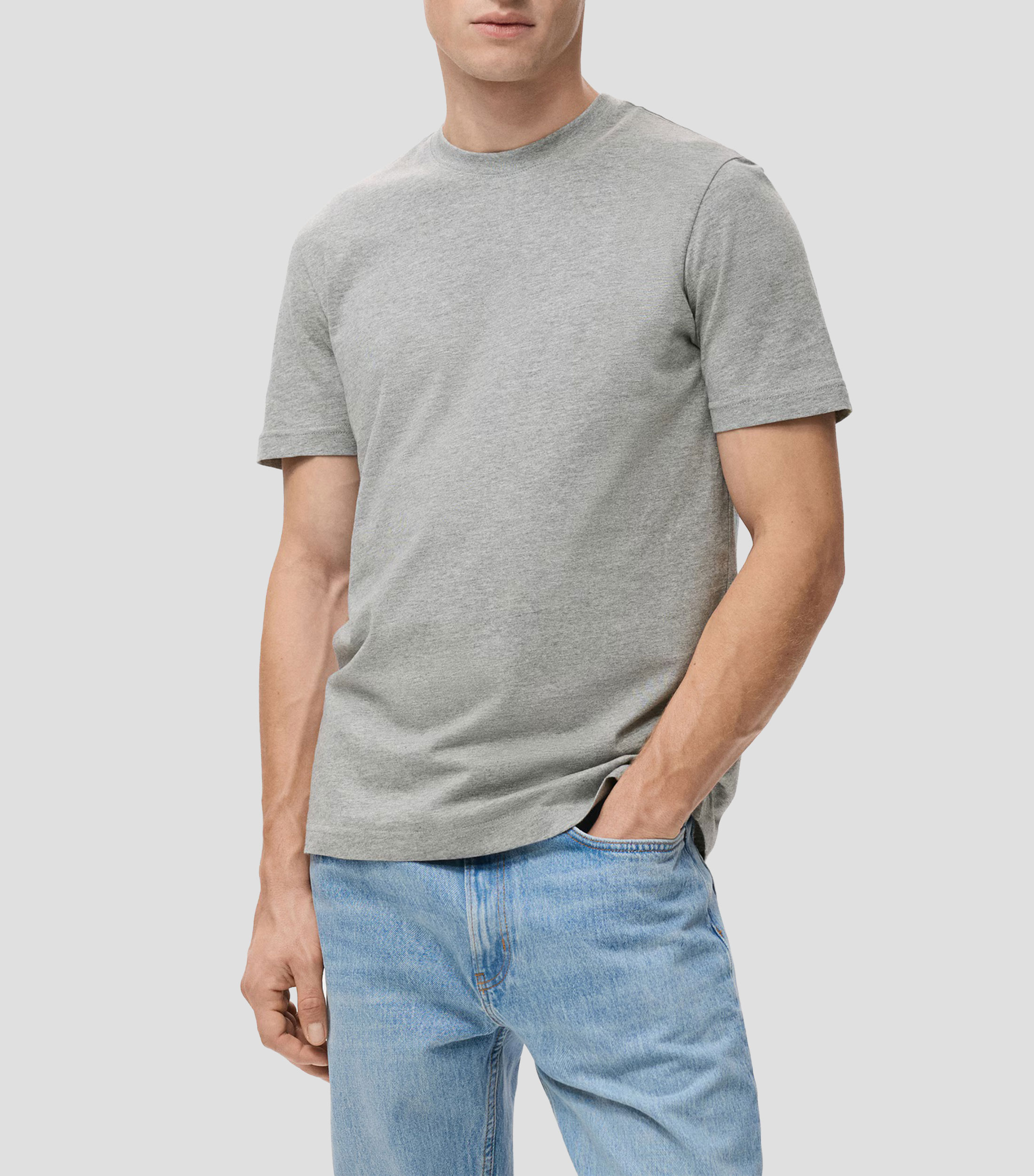 Playera cuello redondo manga corta jaspeada Hombre